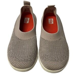 FitFlop Uberknit Ballerina Flats Womens 6 Beige Light Metallic Slip On Loafer